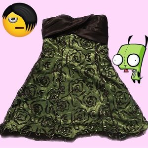 Green and black emo scene dress